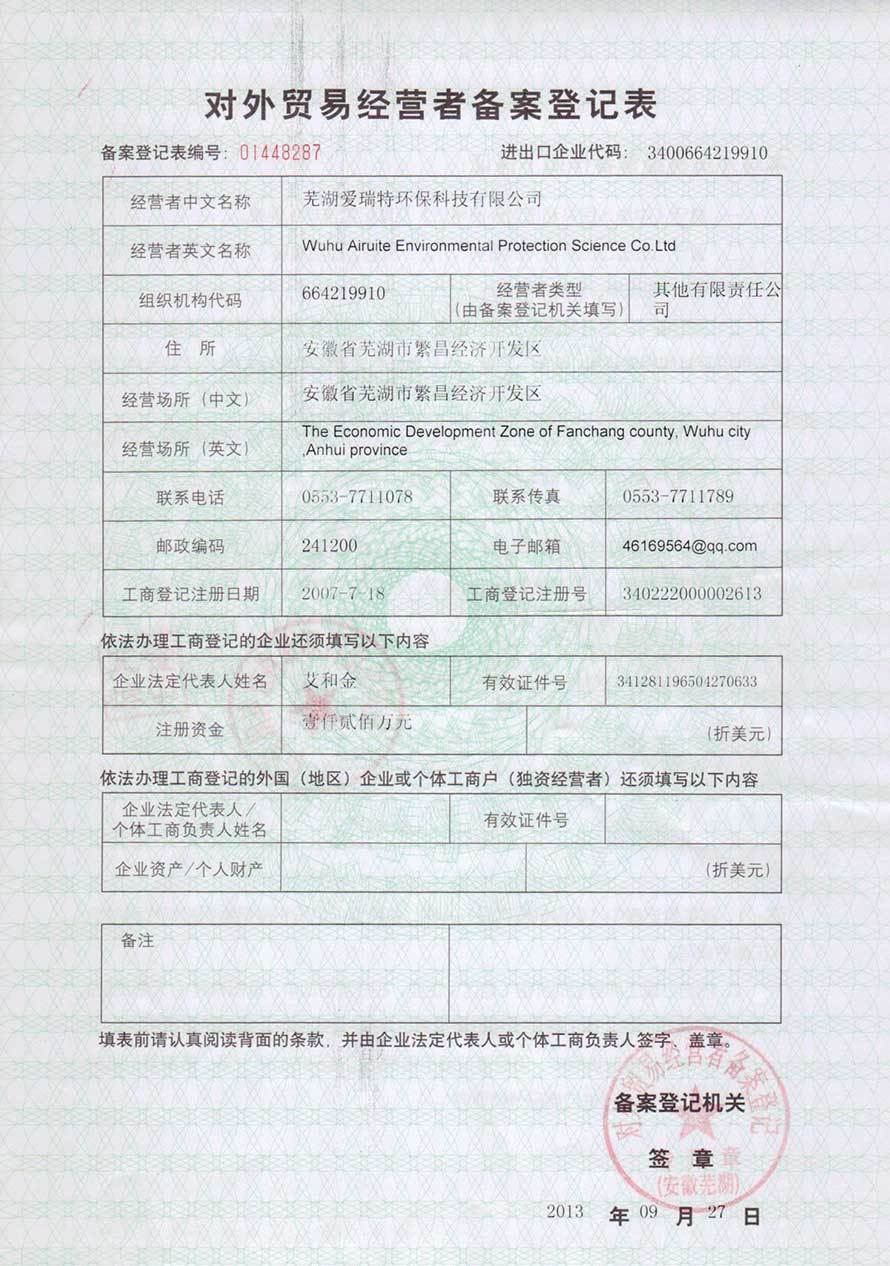 Foreign trade import and export management right